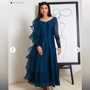 FARAH TALIB AZIZ SAPPHIRE CUTWORK SHIRT AND DUPATTA